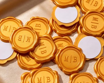 Custom Self-Adhesive Wax Seal Stickers, Personalized Any Logo & Initials Wax Seals Stickers, Wedding Monogram Self-Adhesive Wax Seal Stamp