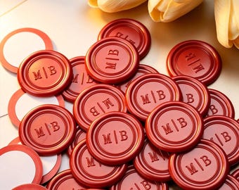 Custom Monogram Self-Adhesive Wax Seal Stickers, Personalized Any Logo & Initials Wax Seals, Couples Wedding Self-Adhesive Wax Seal Kit