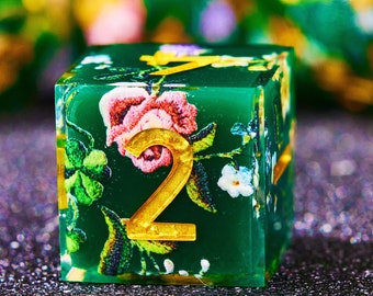Flowers&Leaves Resin Dice Set for Role Playing Games, Gorgeous Dungeons and Dragons Dice Set for Dnd gifts,Resin Sharp Edge d and d dice Set