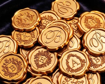Custom Wedding Self-Adhesive Wax Seal Stickers, Personalized Any Logo & Initials Wax Seals, Wedding Self-Adhesive Monogram Wax Seal Set