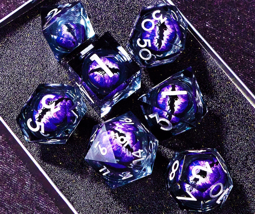 Dnd Dice Set Liquid Core , Handmade Liquid Core Dragon Eye Dice Set