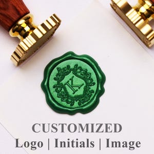 Custom Wax Seal Stamp Kit – Personalized Initial or Logo Wax Stamp for Weddings, Gift, Letters, Custom Any Logo Wax Seal Set with Melt Stove
