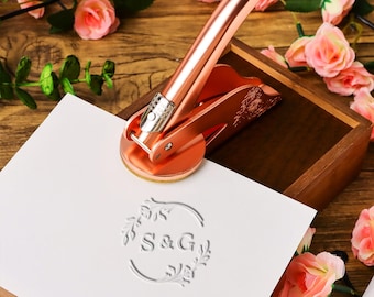 Custom Monogram Wedding Embosser Stamp - Personalized Monogram Wedding Monogram Metal Embosser Stamp, Wedding Envelop Embosser