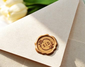 Custom Wedding Self-Adhesive Wax Seal Stickers, Personalized Monogram Initials Wax Seals Stickers, Initials Self-Adhesive Wax Seal Stamp
