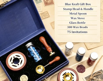 Custom Wax Stamp Kit for Wedding Invitation & Gifts, Personalized Logo Wax Seal Stamp Kit, Custom Wax Seal Set for Envelope Sealing