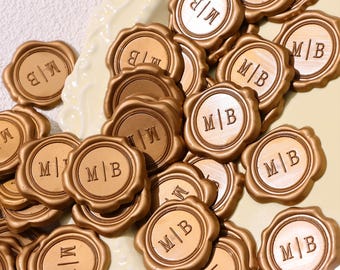 Custom Wedding Self-Adhesive Wax Seal Stickers, Personalized Any Logo & Initials Wax Seals, Wedding Self-Adhesive Monogram Wax Seal Set