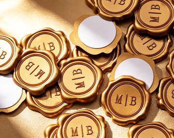 Custom Wedding Self-Adhesive Wax Seal Stickers, Personalized Any Logo & Initials Wax Seals Stickers, Monogram Self-Adhesive Wax Seal