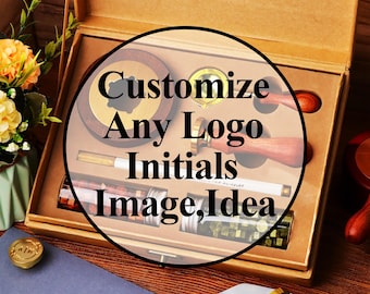 Custom  Logo & Initials  Wax Seal Stamp Kit – Personalized Wax Stamp Set for Gift, Initials Wax Seal Kit, Customized Wedding Wax Seal Kit