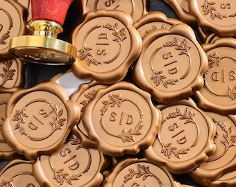 Custom Any Logo Self-Adhesive Wax Seal Stickers, Personalized Handmade Initials Wax Seals, Wedding Self-Adhesive Monogram Wax Seal Set