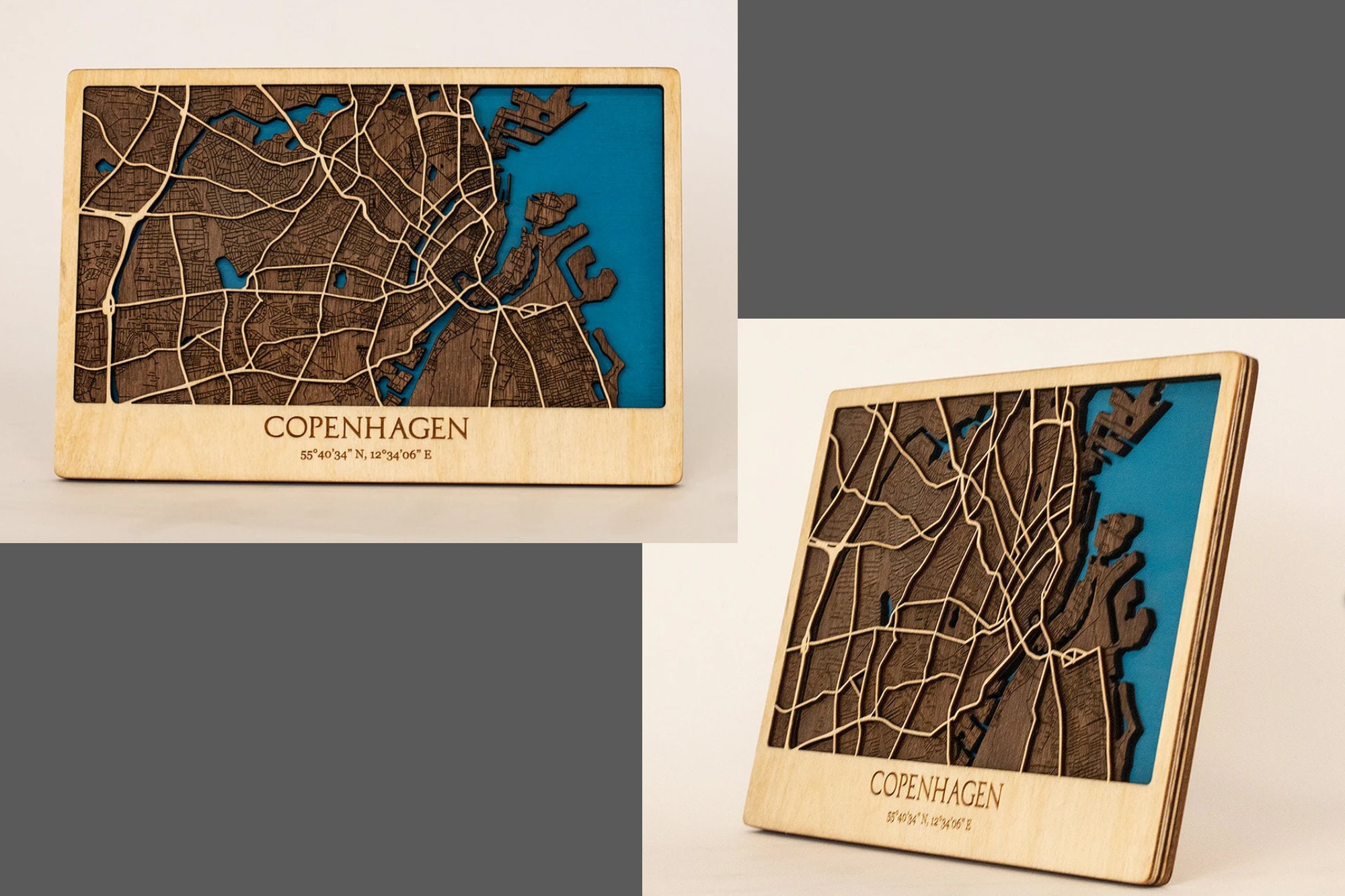 3D Laser Cut Map of Copenhagen Multilayer Denmark Map Decor Laser Cut Digital Files PDF, Svg