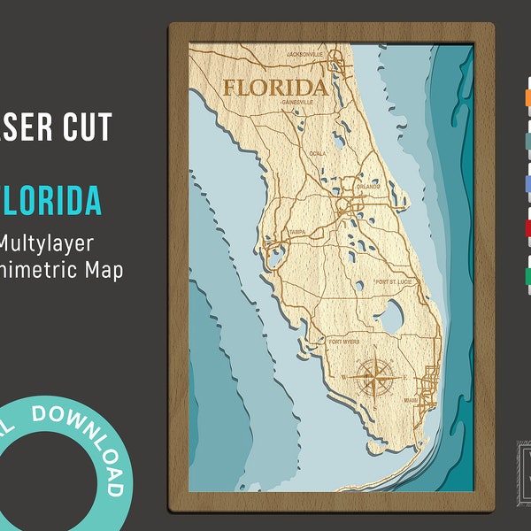 Florida 3d Laser Cut Map Etsy - Il 600x600.5620194151 Iveo 