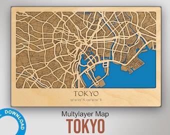 Laser Cut Tokyo Map: Layered Wood City Plan SVG (digital Download