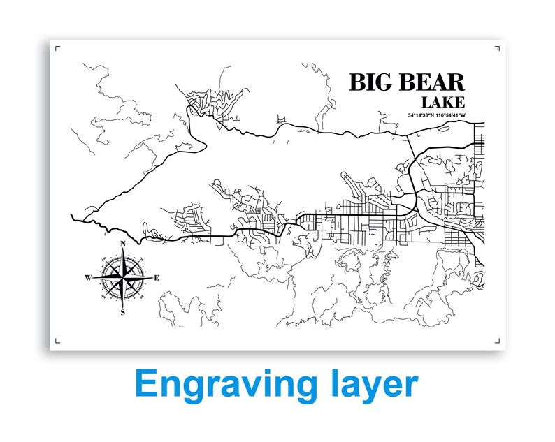 Digital File Big Bear Lake. Svg, AI, Eps, CRD, Pdf Wood Multilayer