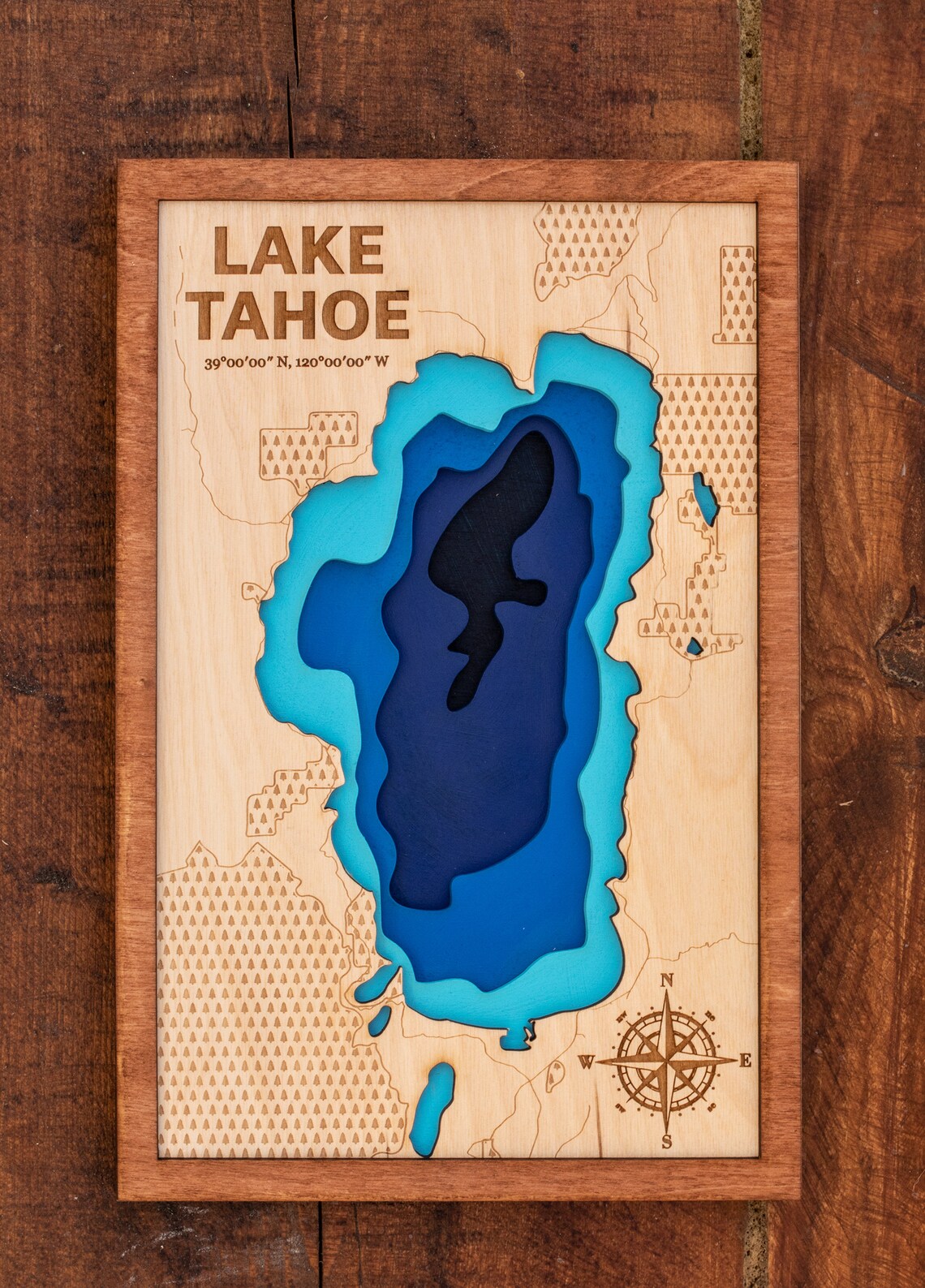 Lake Tahoe Map 3D Wall Art Multilayer Lake Map Lake House Etsy UK