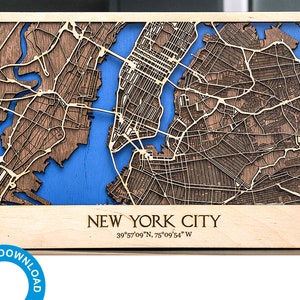 New York Laser Map - Etsy Canada