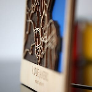Rio de Janeiro Wood Map | 3D City Map | Wooden Street Cutouts | Rio de Janeiro carnaval memory Wood Decor | Laser Cut |  Brazil Street Maps