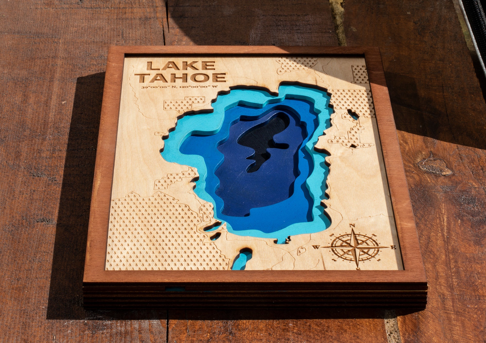Lake Tahoe Map 3D Wall Art Multilayer Lake Map Lake House Etsy UK