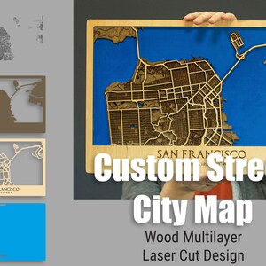 Custom City Street Map Digital File Laser, Svg, PDF, Wood Multilayer ...