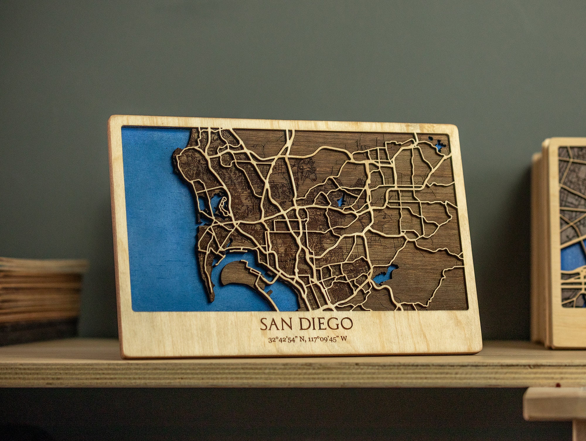 San Diego Wood Map, San Diego CA 3D Map, City Map, Wooden Map Decor