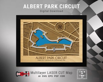 Albert Park Circuit Map, 3D Wood Race Track, Laser Cut Files (Digital Download)