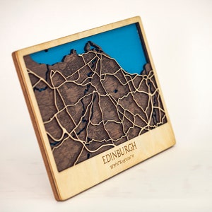 Edinburgh Street Map Wood, 3D City Map, Wooden Street Cutouts, Laser Cut, Scotland Capital Street Wooden Map, Travel Wall Art, 3D City Plan