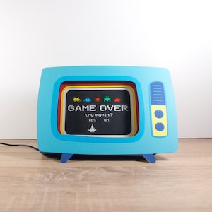 Retro tv-video game verlicht frame, retro frame, retro decor, geeky frame, geeky cadeau, video game cadeau, video game cadeau, geek decor, retro tv