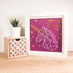 Unicorn string art frame, unicorn night light, lighted string art, geometric animals, unicorn wall decor, unicorn gift, modern decor