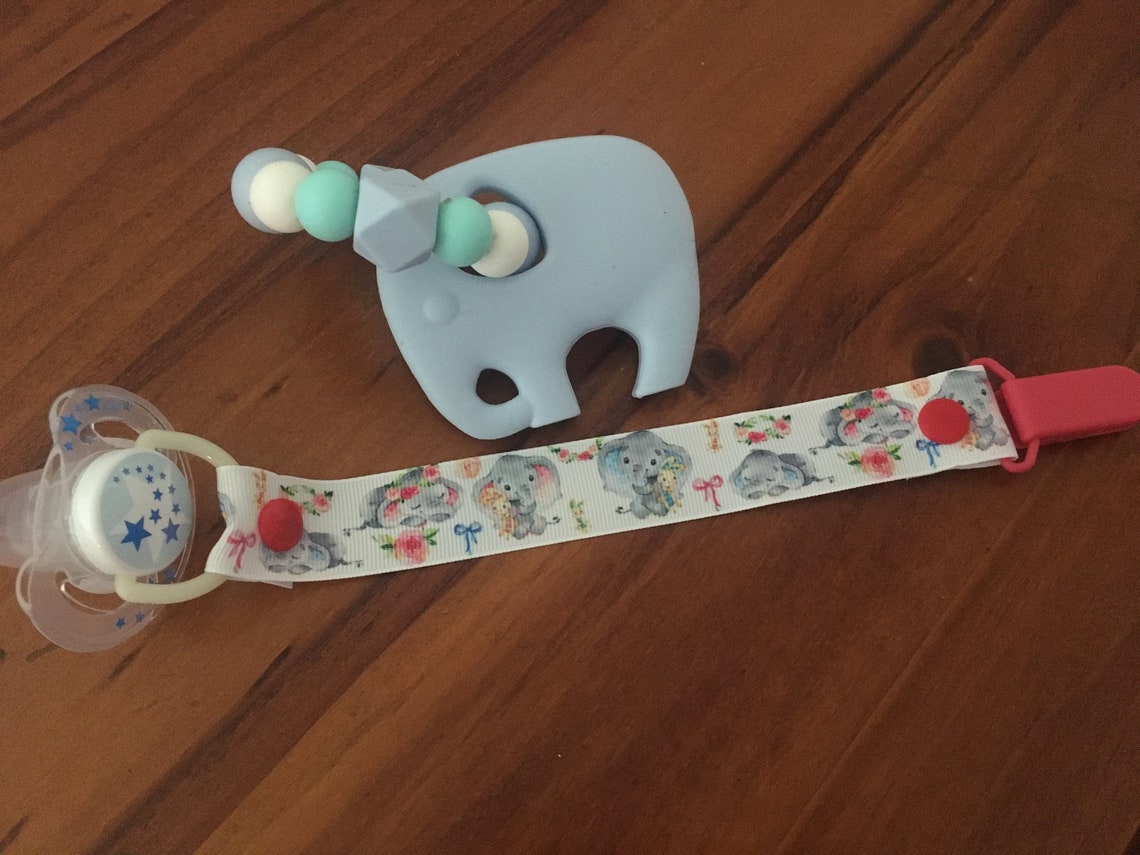 Elephant Print Dummy Clip Etsy Australia