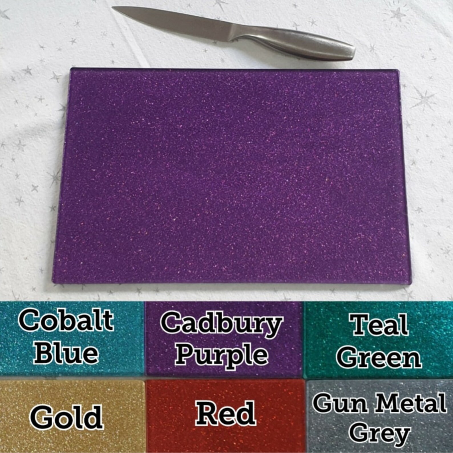 Glittered Glass Chopping Board 30cm x 20cm Many Colours Etsy