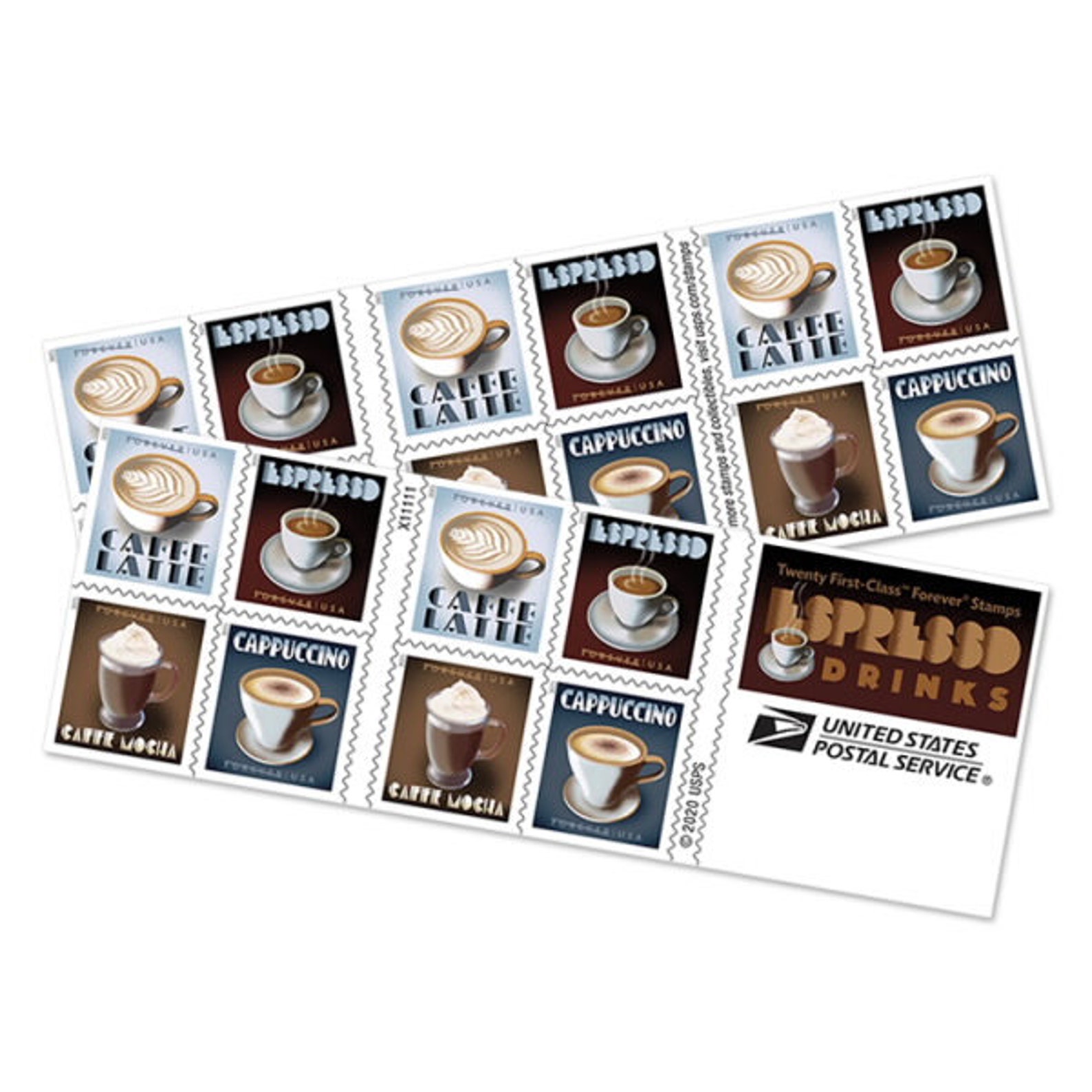 US 2021 Sc55695572 Espresso Drinks Forever Stamps Book of Etsy