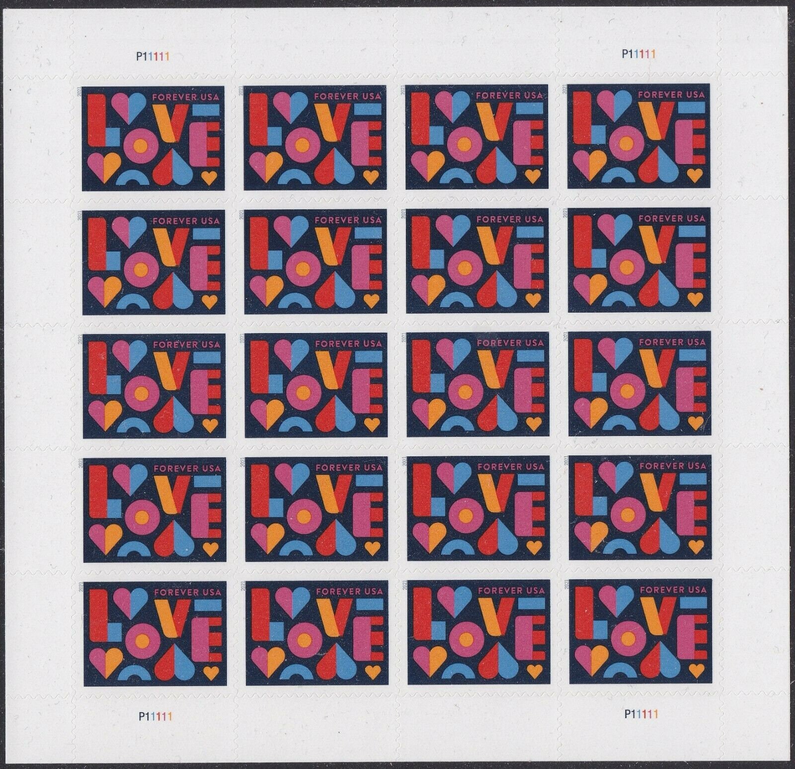 US 2021 sc5543 Love Forever stamps Sheet of 20 Stamps MNH Etsy