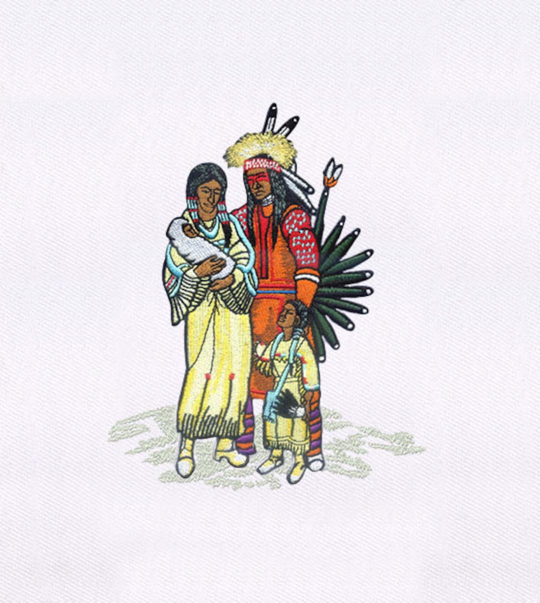 Native American Embroidery Design Native American Chief With Family