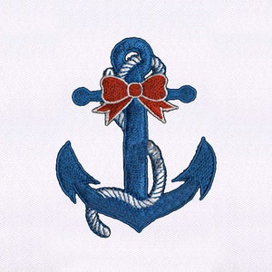 Red Bow and Blue Anchor Embroidery Design | Bow Embroidery Design | Anchor PES File | 4x4 Anchor Bow Machine Embroidery Design |Digital File