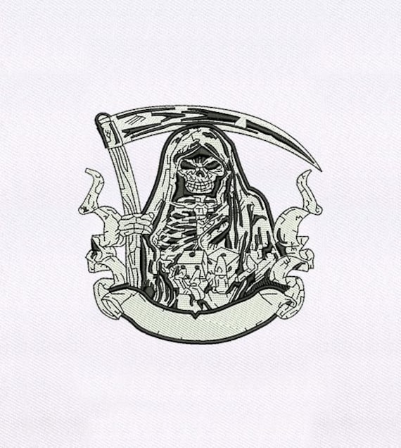Grim reaper embroidery design gambling reaper embroidery  etsy Grim reaper embroidery design gambling reaper embroidery  etsy