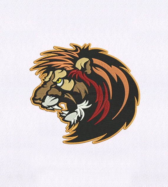 Roaring Lion Face Embroidery Design Lion Head Embroidery Design Digital File Animal Embroidery Design 4x4 Roaring Lion Embroidery Design