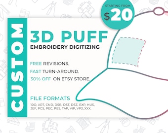 Custom 3D Puff Embroidery Digitizing