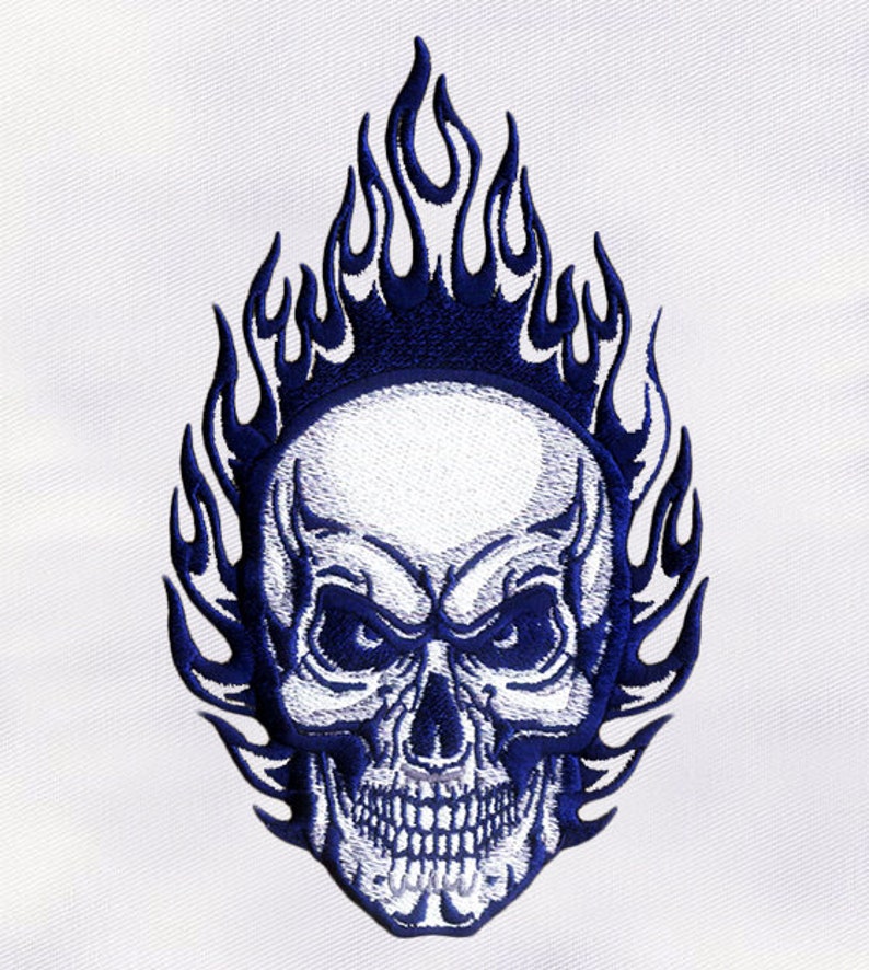 Fire skull machine embroidery design skull embroidery design  etsy
