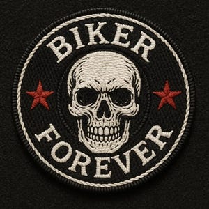 Biker Skull gestickter Aufnäher - Aufbügeln / Aufnähen, Motorrad-Club-Patch, Rocker-Stil, Jacken, Westen, Rucksäcke, DIY-Ausrüstung