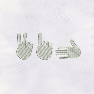 Hand Signs Machine Embroidery Design | Hand Embroidery Design | Hand PES Embroidery File | 4x4 Hand Signs Embroidery Design | Digital File