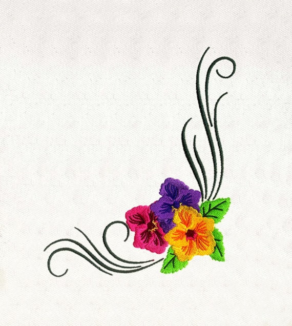 Flower Border Machine Embroidery Design vines Embroidery Etsy