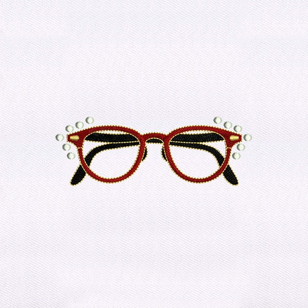 Red and Black Eyeglasses Embroidery Design | Glasses Frame Embroidery Design | Eyewear DST File | Glasses Embroidery Design | Digital File