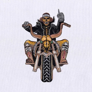 Skeleton Biker Embroidery Design |Skeleton Embroidery Design |6x10 Bike Rider Embroidery Design | Motorcycle Embroidery Design |Digital File