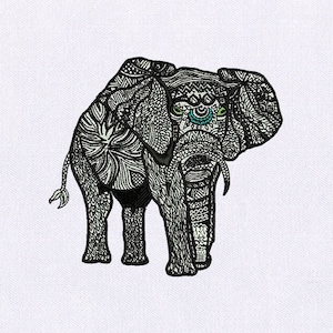 Illustrious Elephant Digital Embroidery Design | Animal Embroidery Design | Elephant PES File | 6x6 Elephant Embroidery Design |Digital File