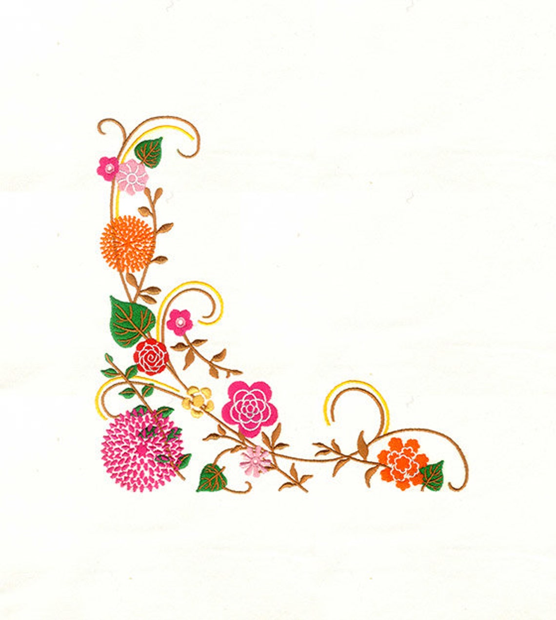 Flower Vine Machine Embroidery Design vine Embroidery Design Etsy