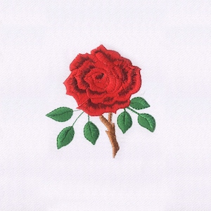 Thorny Red Rose Machine Embroidery Design | Flower Embroidery Design | Rose Flower PES File | 4x4 Red Rose Embroidery Design | Digital File