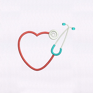 Heart Shaped Stethoscope Embroidery Design |Doctor Embroidery Design |Heart PES File |  Stethoscope Machine Embroidery Design |Digital File