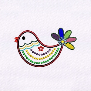 Exotic Little Bird Embroidery Design |Bird Colorful Tail Embroidery Design |Bird PES File | 6x6 Bird Machine Embroidery Design |Digital File