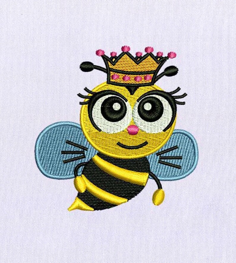 Wide eyed queen bee embroidery design insect embroidery  etsy