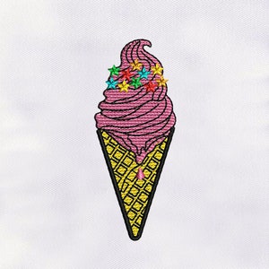 Ice-cream Cone Machine Embroidery Design | Ice Cream Embroidery File |Frozen Dessert Embroidery Design |4x4 Ice Cream Cone Embroidery Design