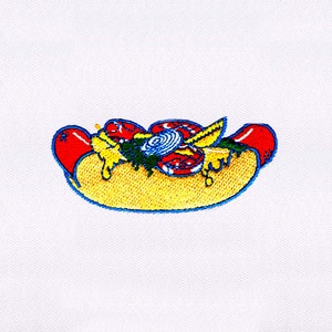 Mustard Laden Hot Dog Embroidery Design | Food Embroidery Design | Fast Food PES File | 4x4 Hot Dog Machine Embroidery Design | Digital File